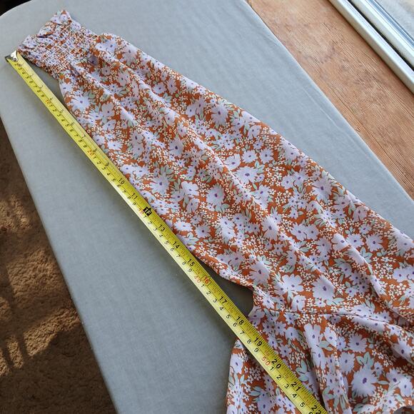 Forever 21 Sheer Floral Crop Top S orange purple festival smocked long sleeves - Picture 16 of 16